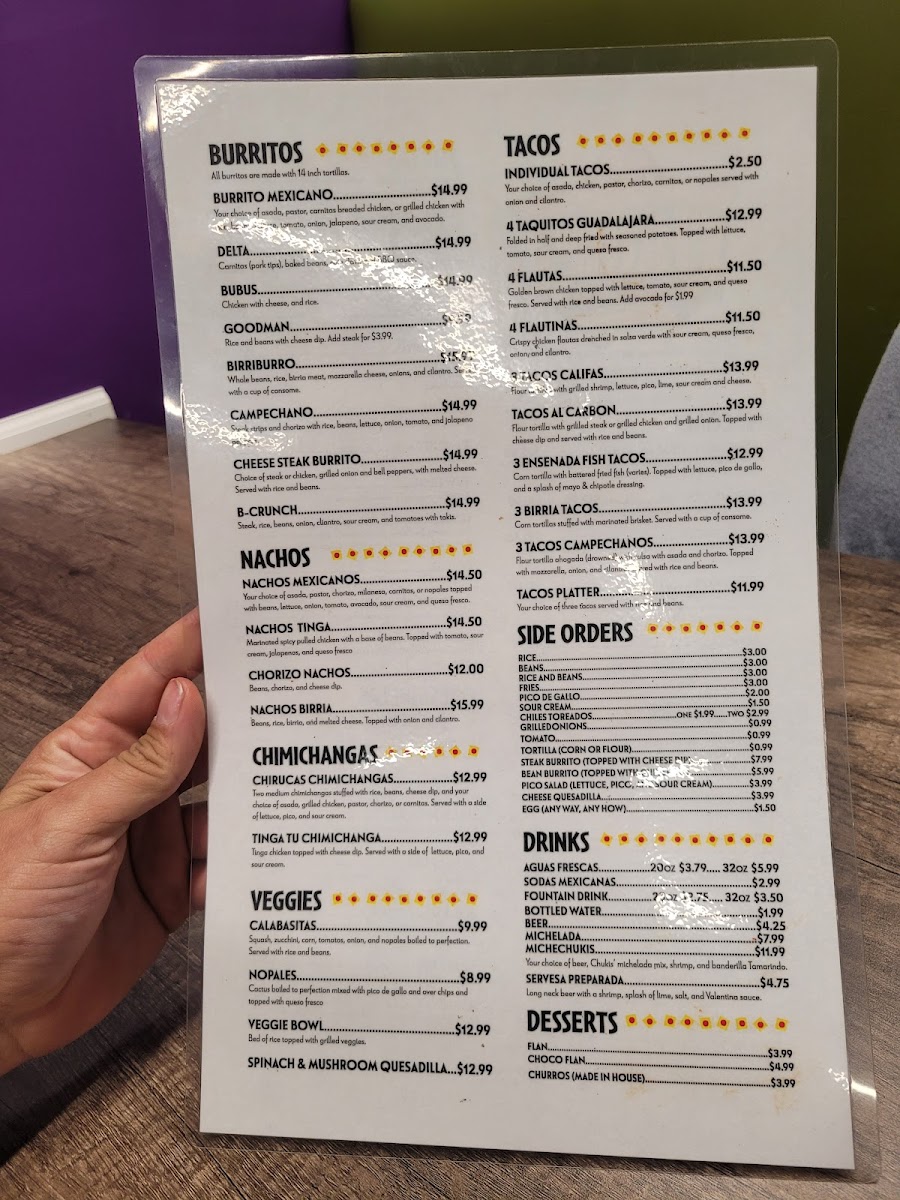 Menu Chukis Tacos #2-7