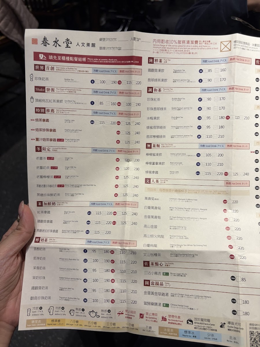 Menu Chun Shui Tang Linkou Branch-5
