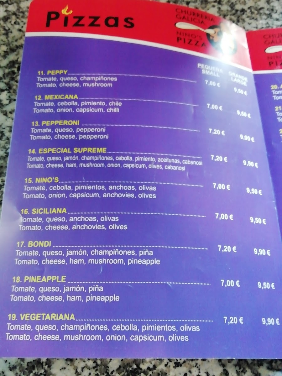 Menu Churrería Galicia & Nino's Pizza-4