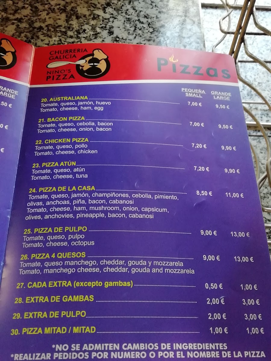 Menu Churrería Galicia & Nino's Pizza-5