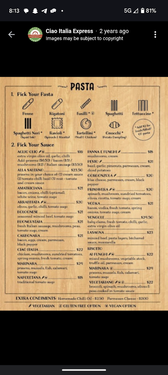 Menu Ciao Italia Express-3