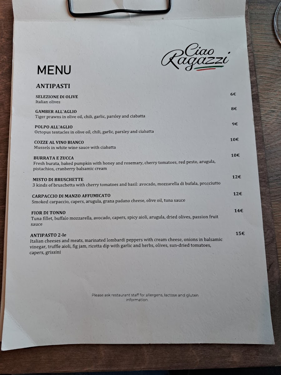 Menu Ciao Ragazzi Restoran-10