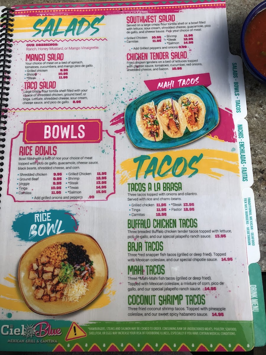 Menu Cielo Blue Mexican Grill And Cantina-1