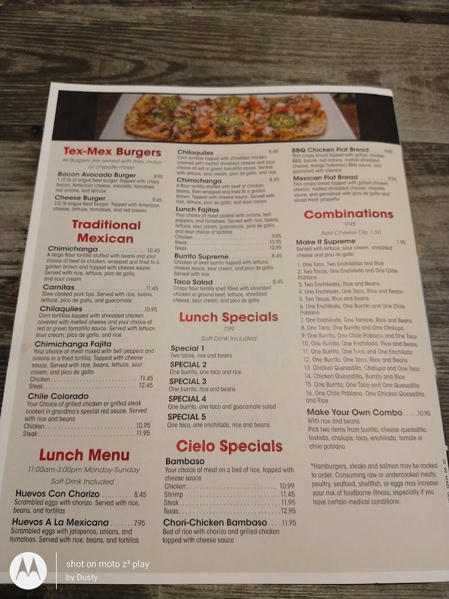 Menu Cielo Blue Mexican Grill And Cantina-10