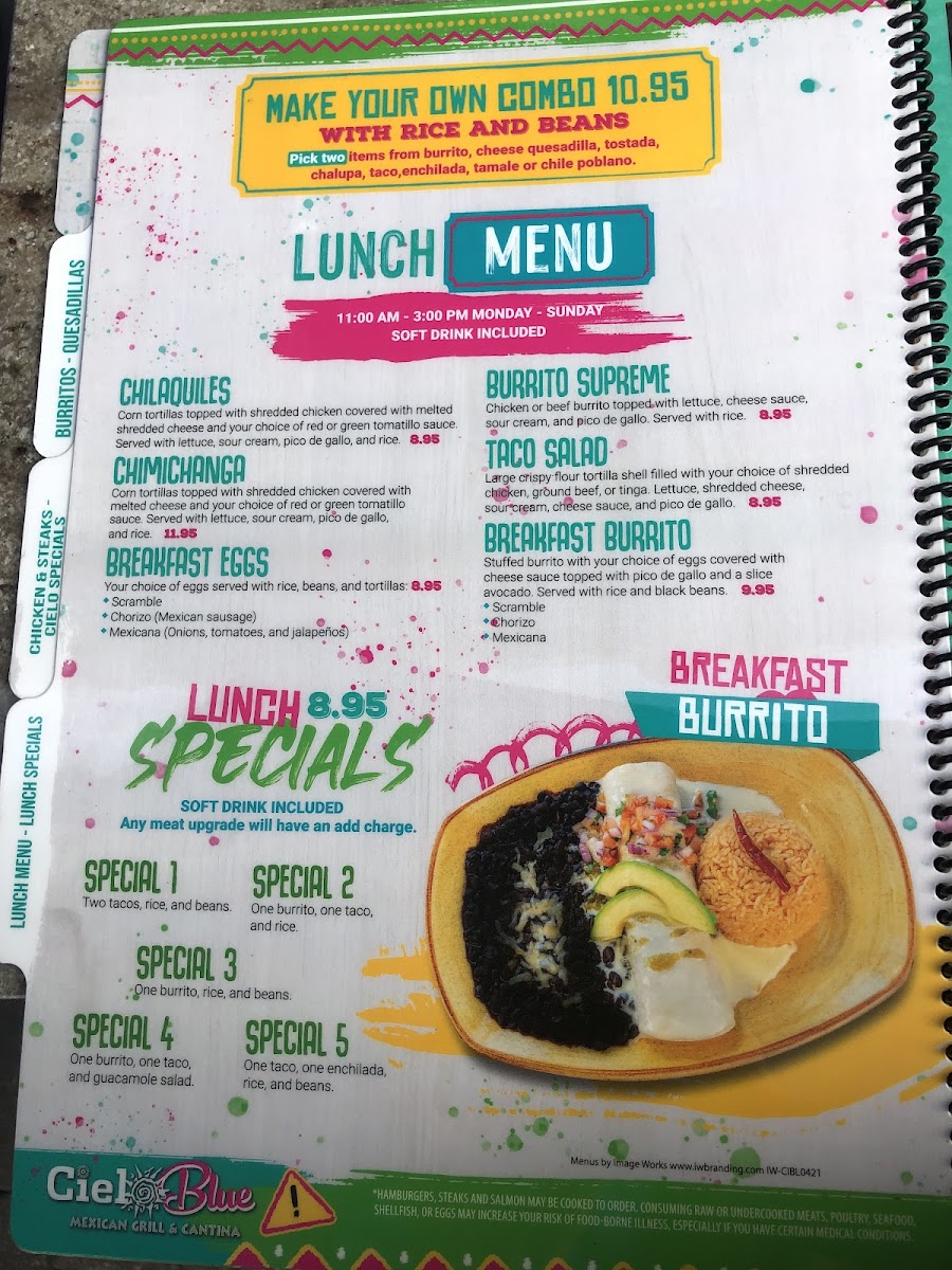 Menu Cielo Blue Mexican Grill And Cantina-2