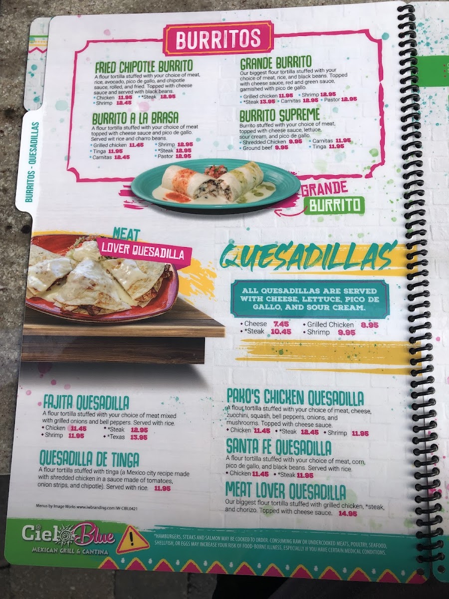 Menu Cielo Blue Mexican Grill And Cantina-5