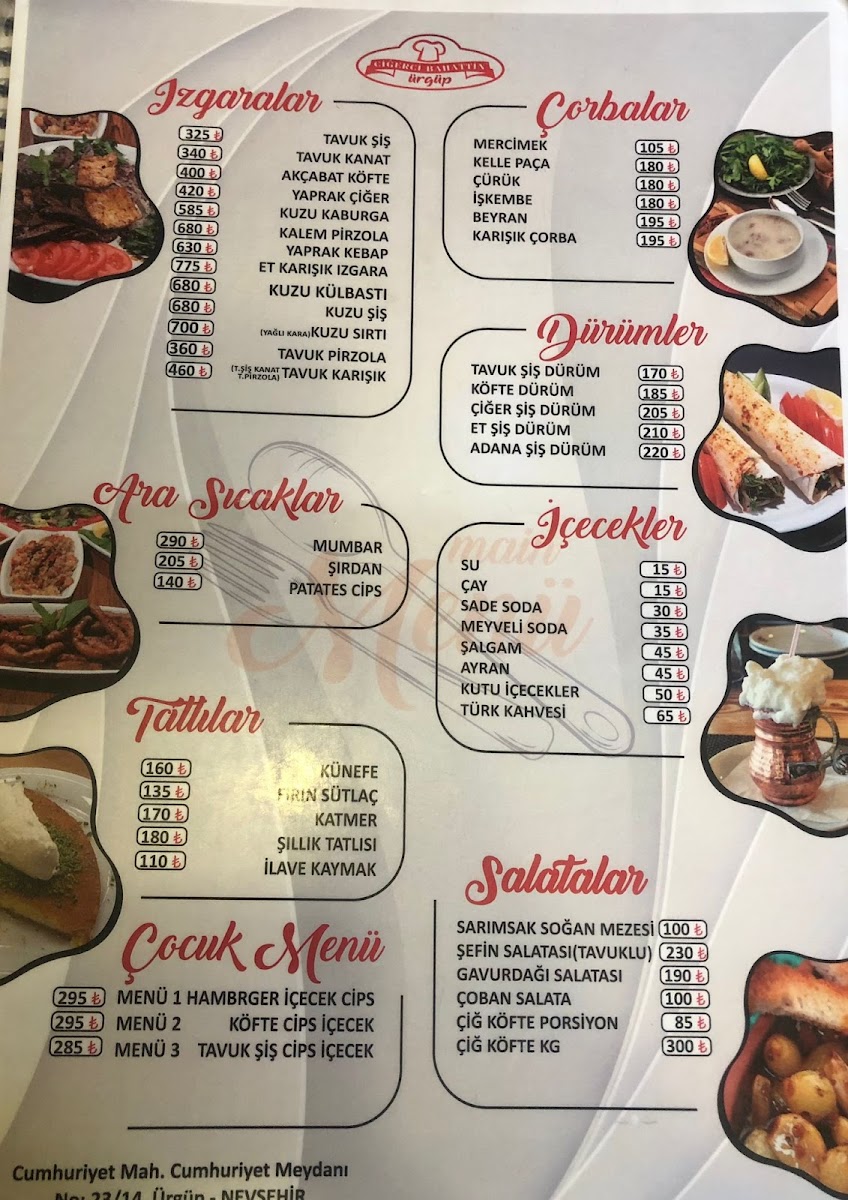 Menu Cigerci Bahattin Urgup-1