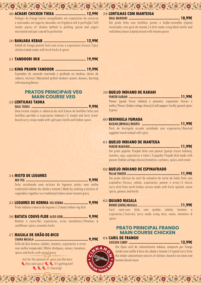 Menu Cinnamon Indian Tapas Bar | Cais Do Sodre-4