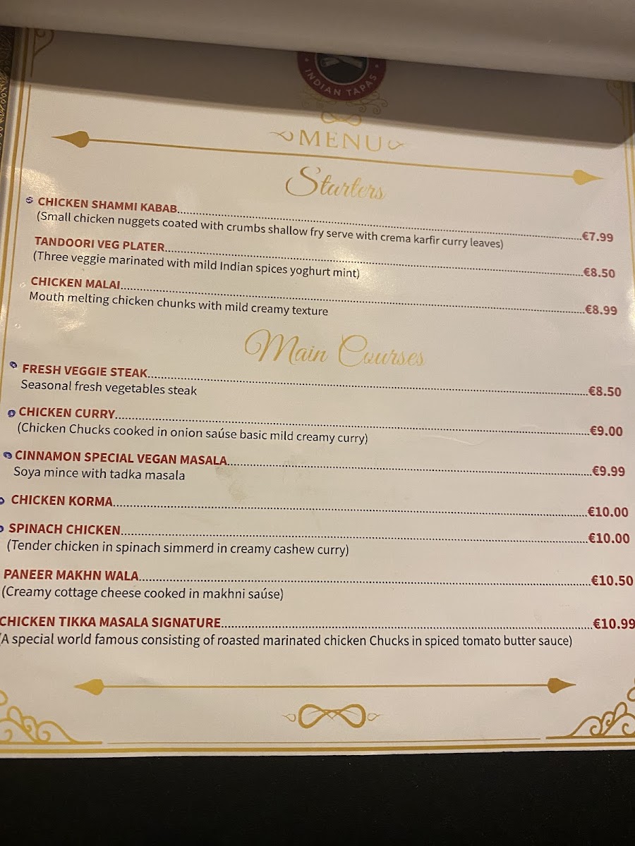 Menu Cinnamon Indian Tapas Bar | Cais Do Sodre-9