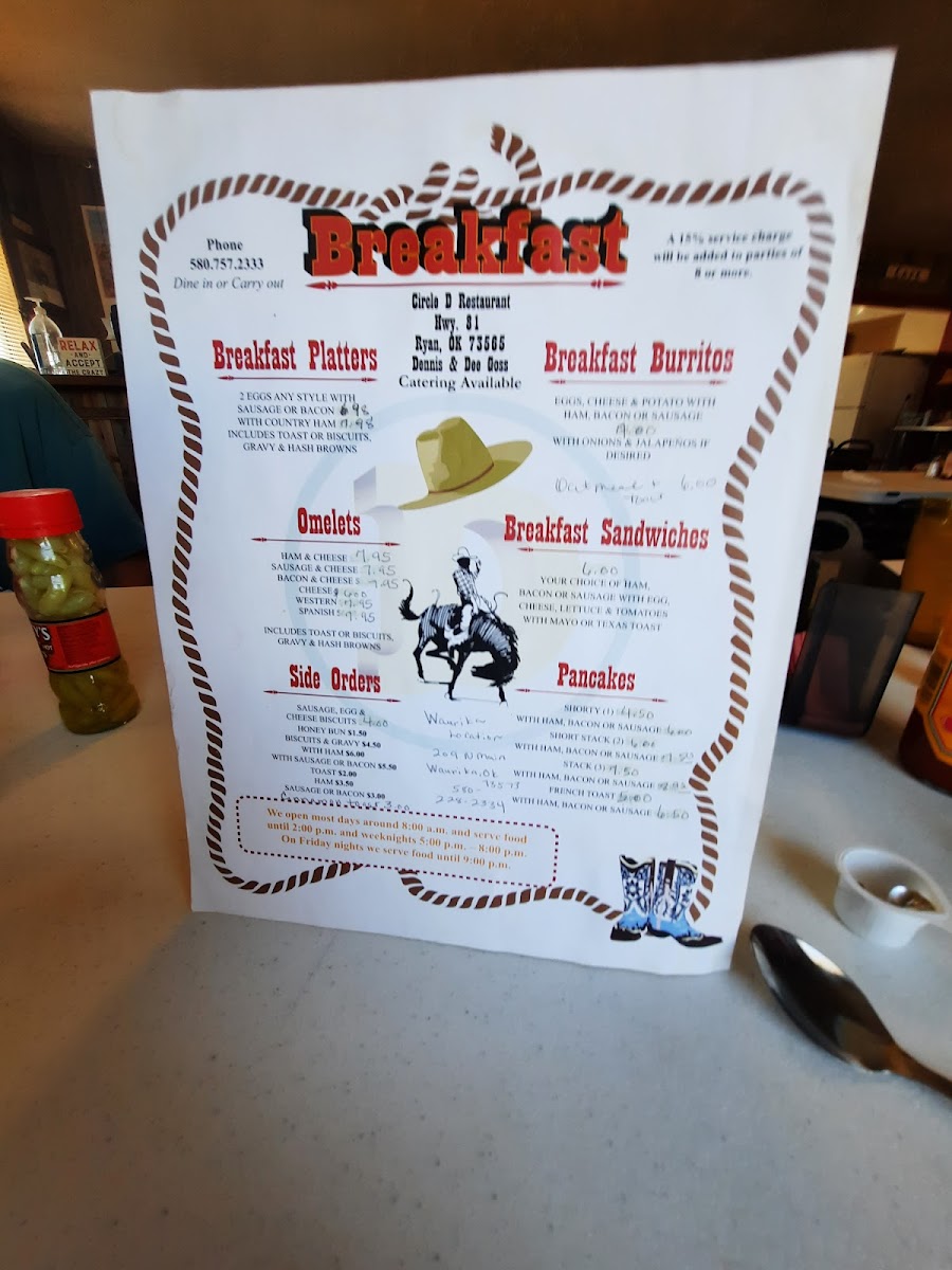 Menu Circle D Restaurant-1
