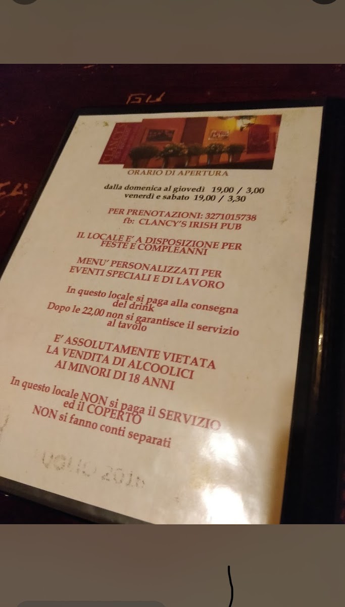 Menu Clancy's Irish Hamburgeria Pizzeria Rivoli-3