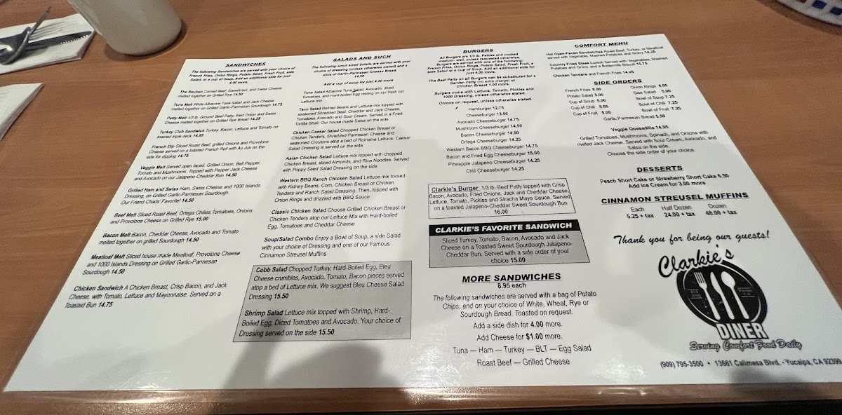 Menu Clarkie's Diner-1