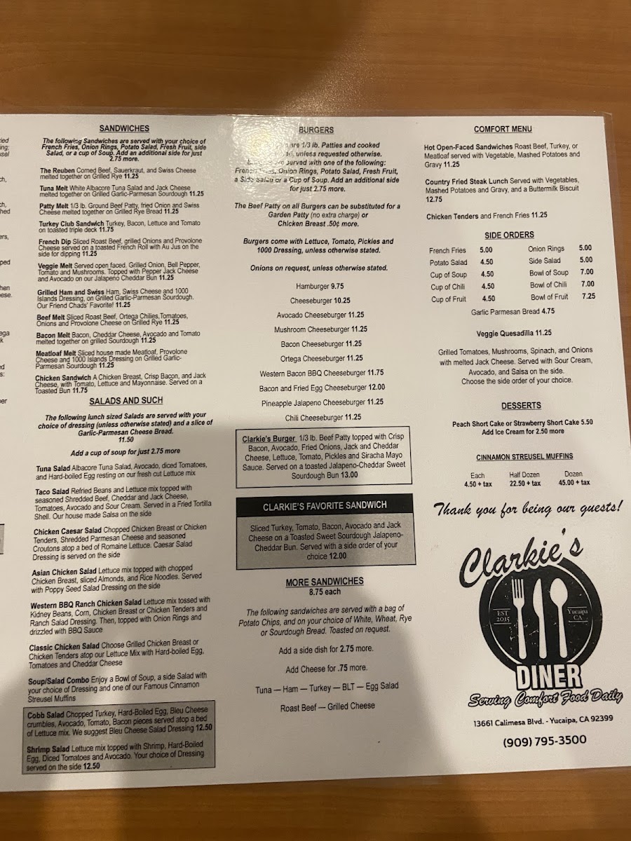 Menu Clarkie's Diner-2