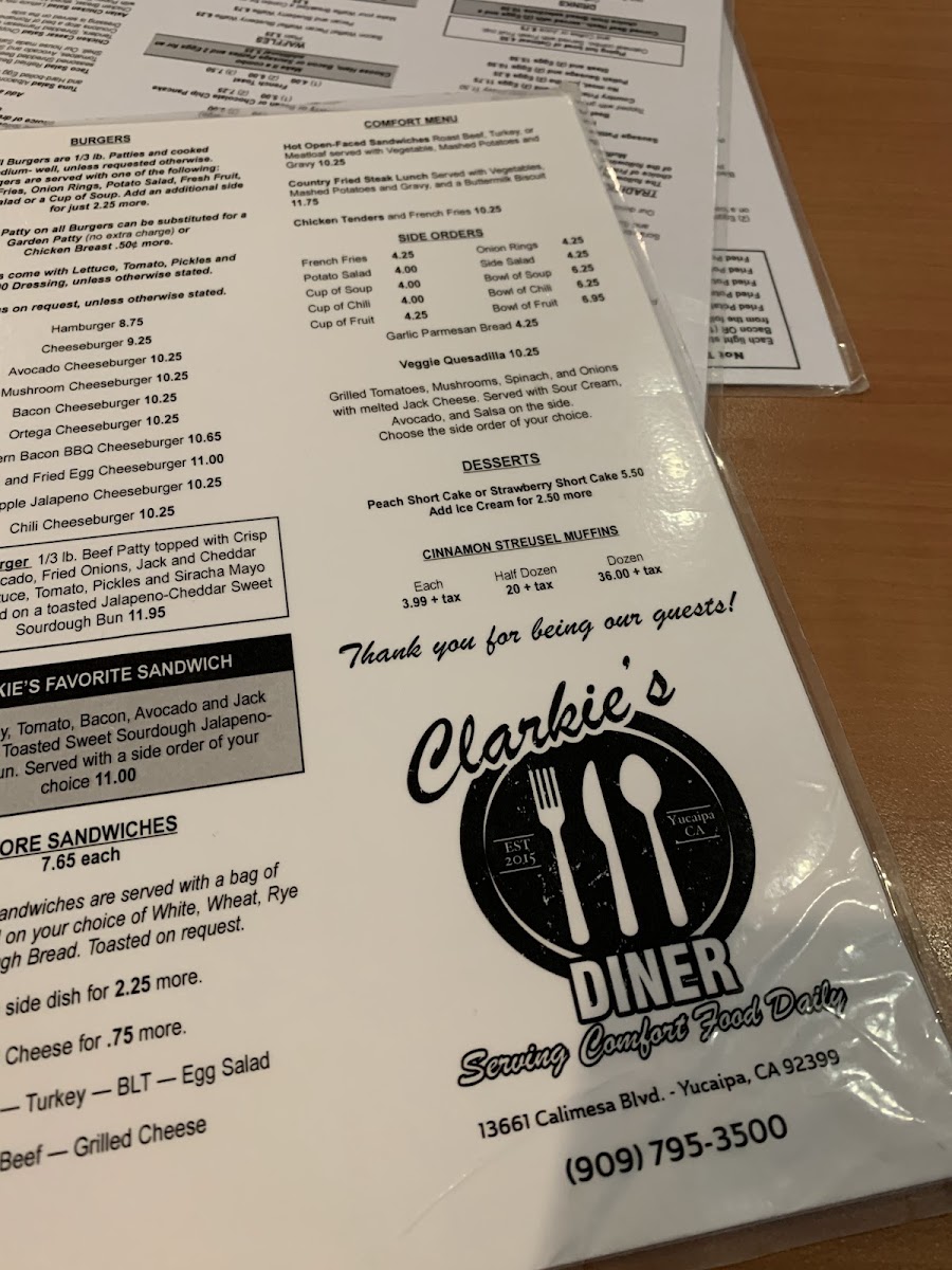Menu Clarkie's Diner-8