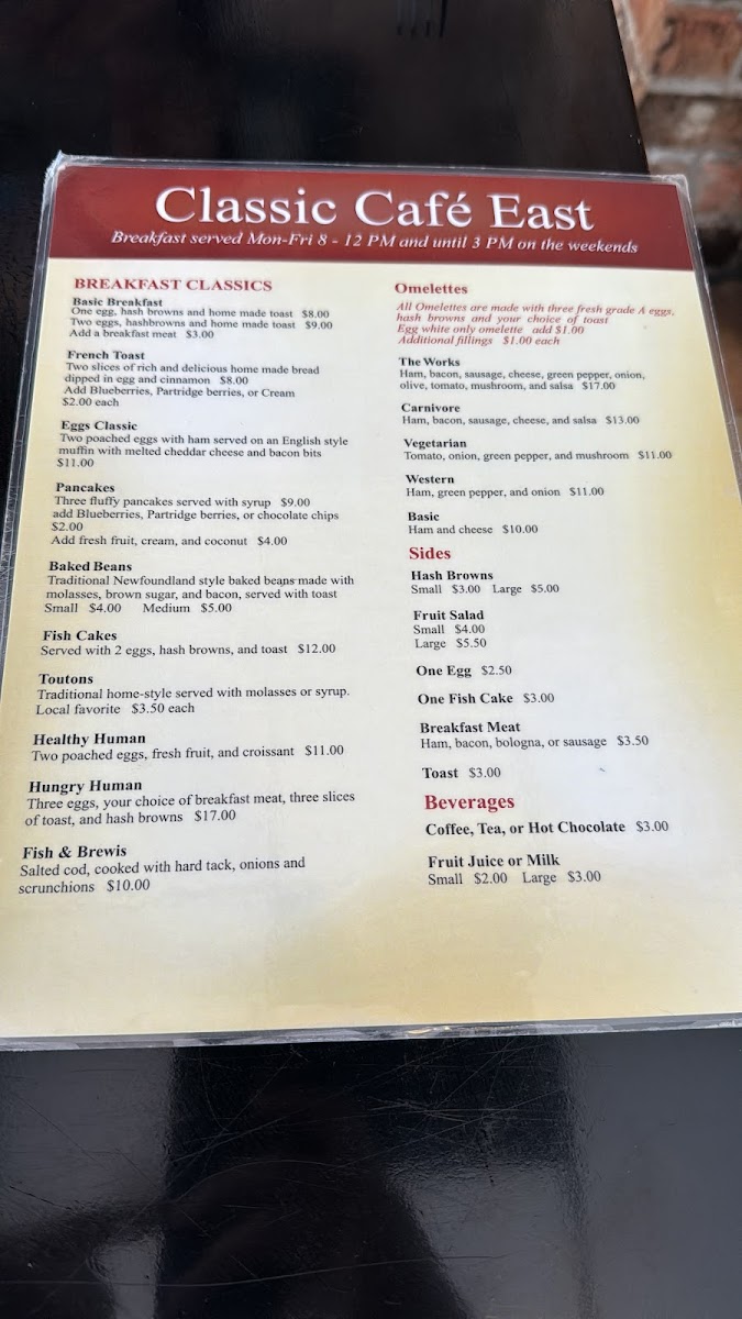 Menu Classic Cafe East-2