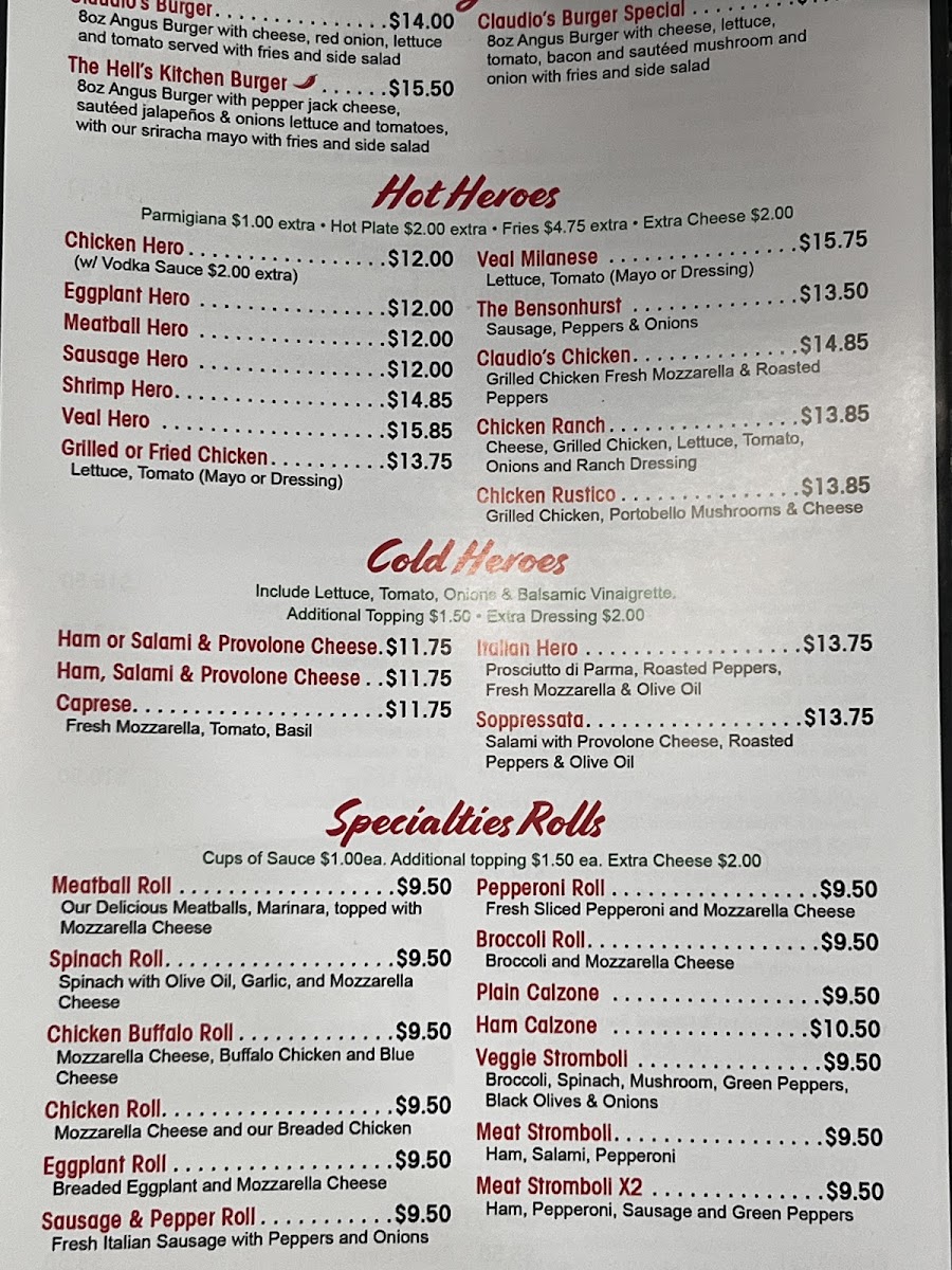Menu Claudio's Pizza & Pasta-2