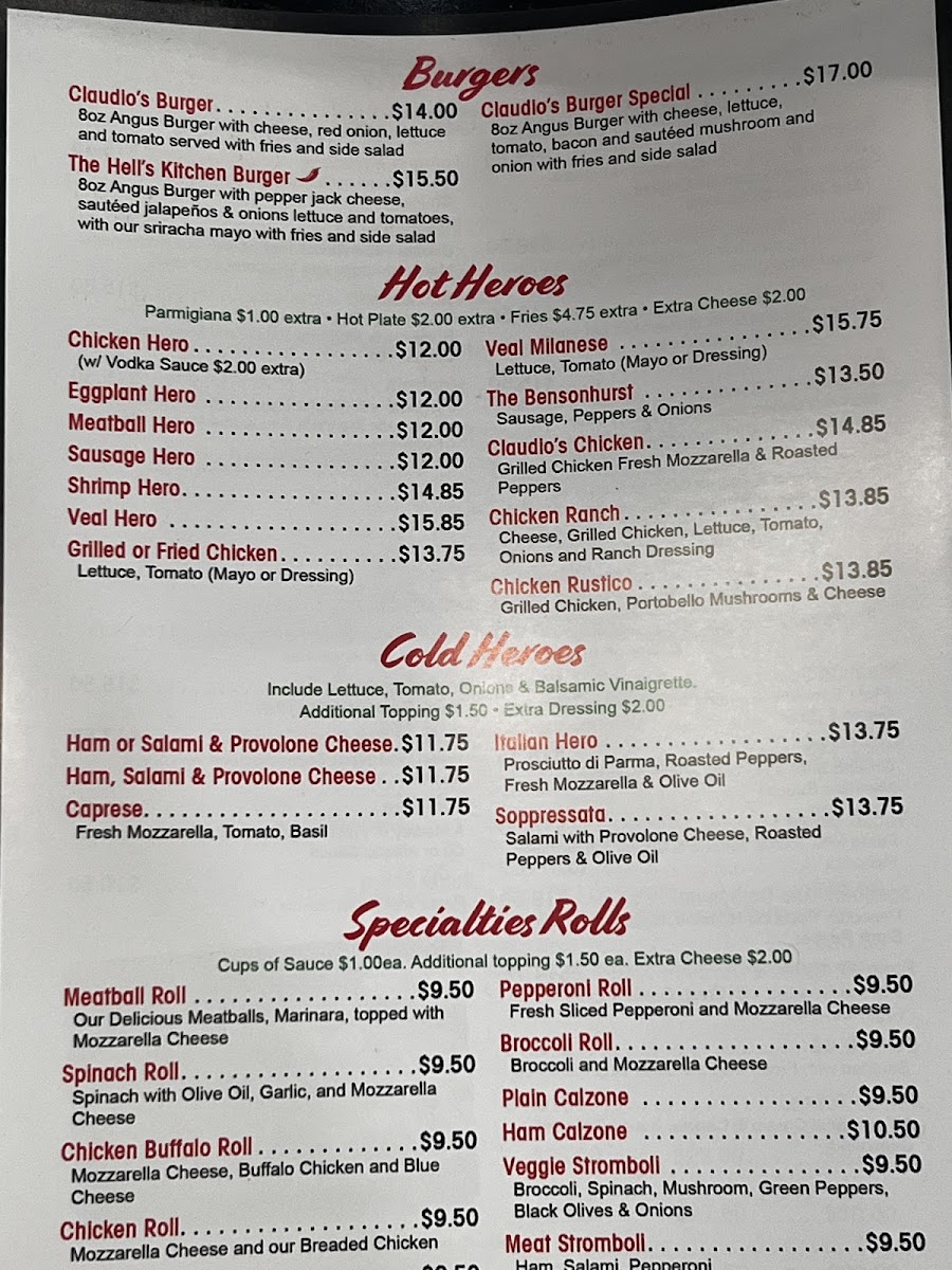 Menu Claudio's Pizza & Pasta-3
