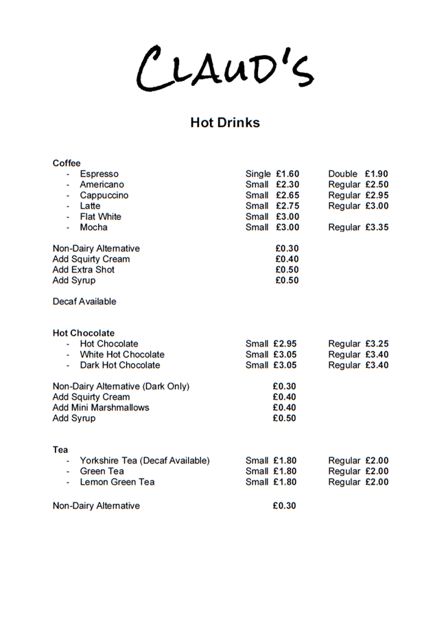 Menu Claud's Coffee Shop & Dessert Parlour-2