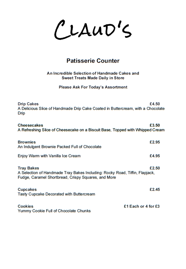Menu Claud's Coffee Shop & Dessert Parlour-6