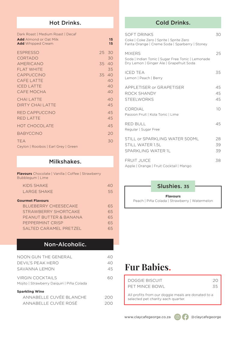 Menu Clay Cafe George | Family Restaurant And Ceramic Painting-1