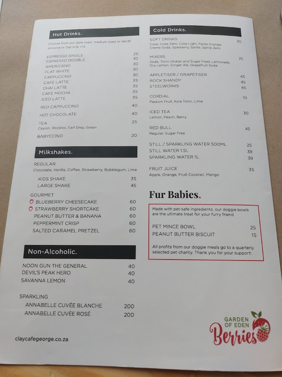 Menu Clay Cafe George | Family Restaurant And Ceramic Painting-10