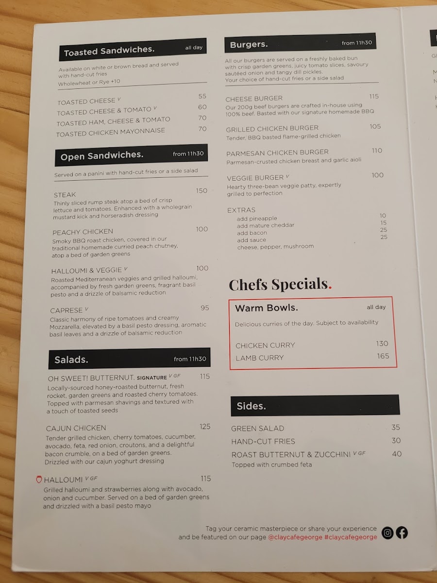 Menu Clay Cafe George | Family Restaurant And Ceramic Painting-9