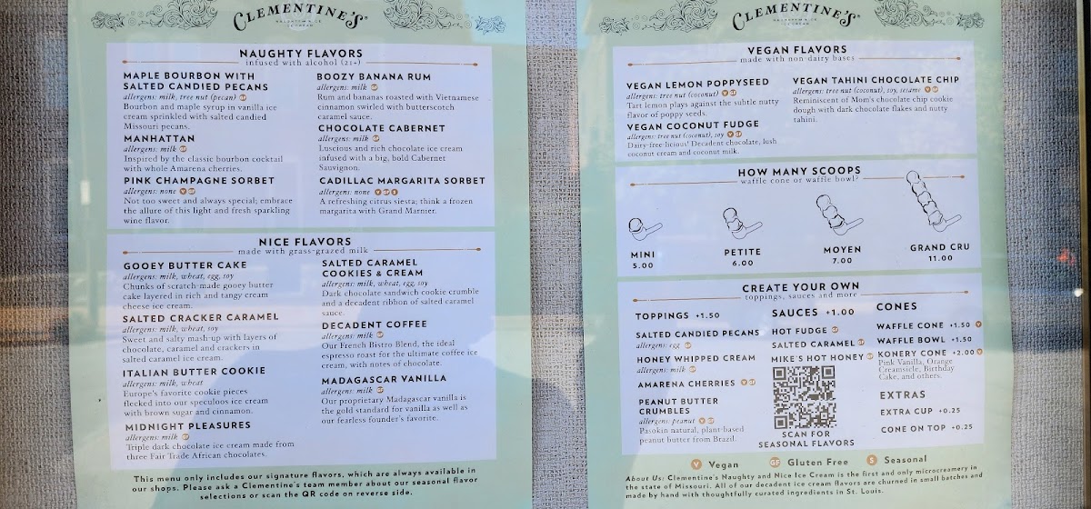 Menu Clementine's Naughty & Nice Ice Cream-9