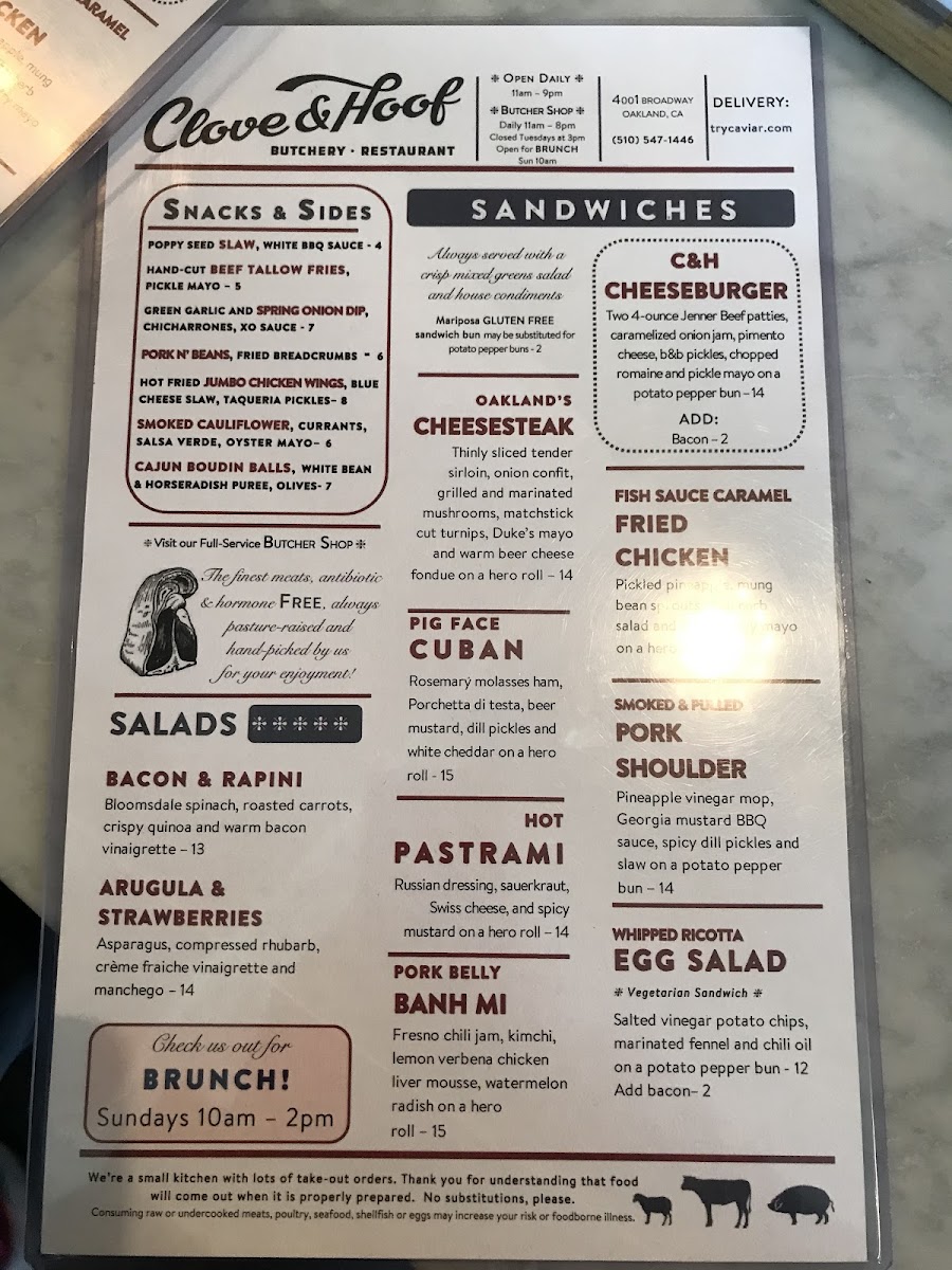 Menu Clove And Hoof-10