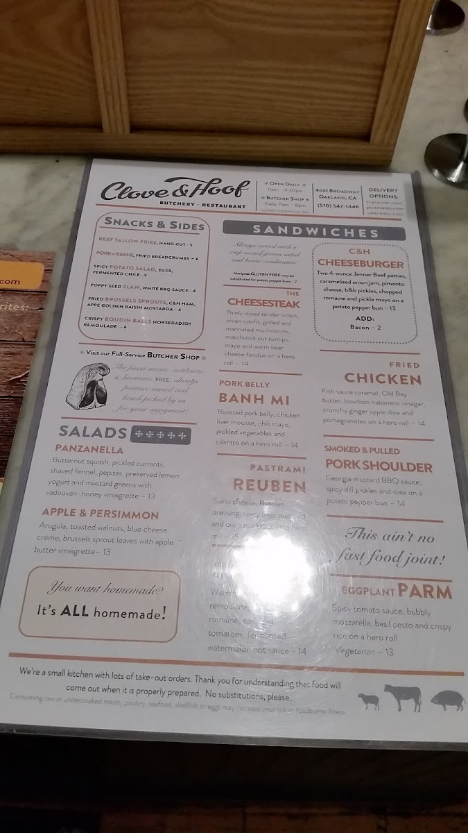 Menu Clove And Hoof-9