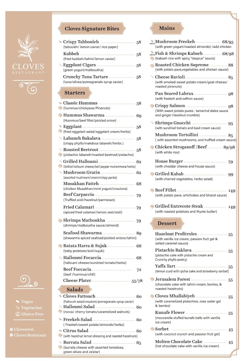 Menu Cloves Restaurant-1