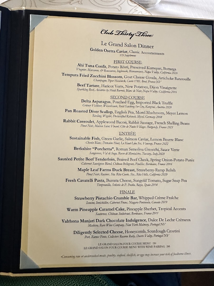 Menu Club 33-9