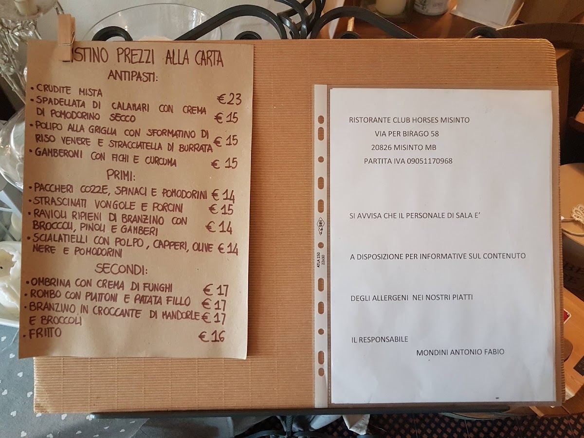 Menu Club Horses-1