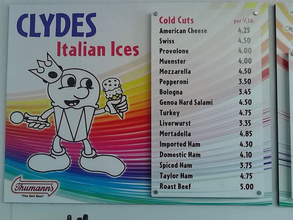 Menu Clyde's Homemade Italian Ice & Ice Cream-3