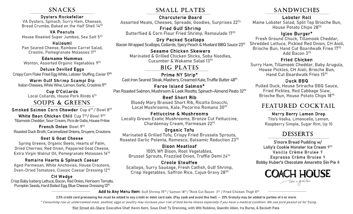Menu Coach House Bar & Grill-1