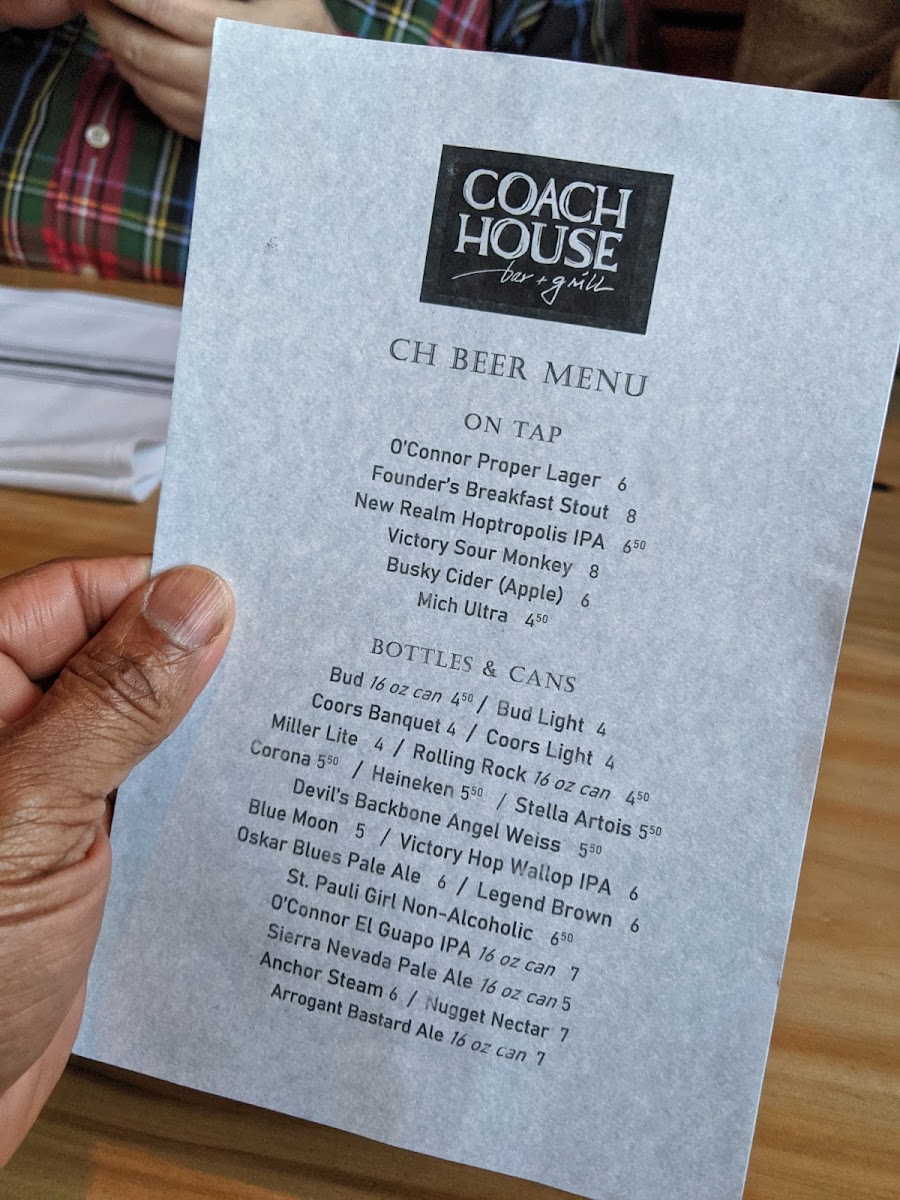 Menu Coach House Bar & Grill-3