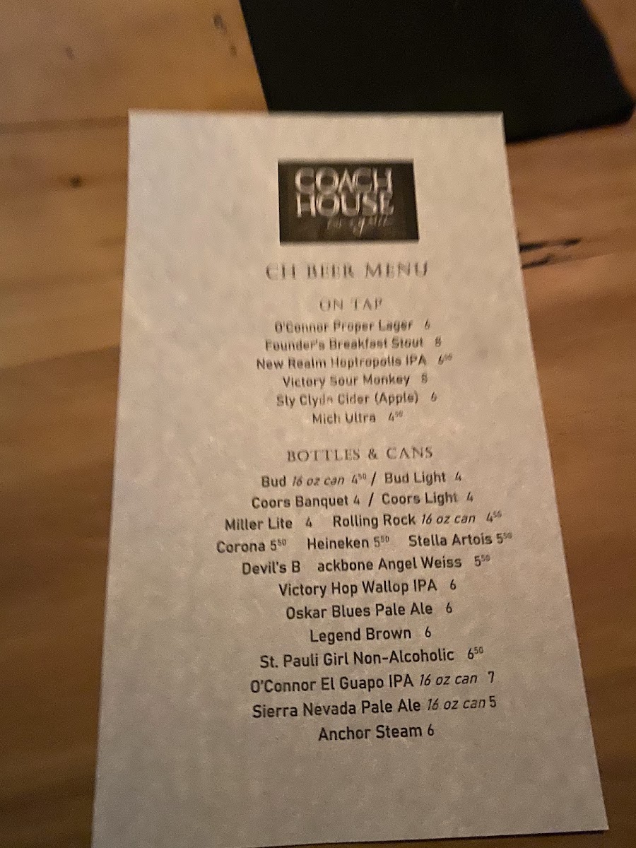Menu Coach House Bar & Grill-5