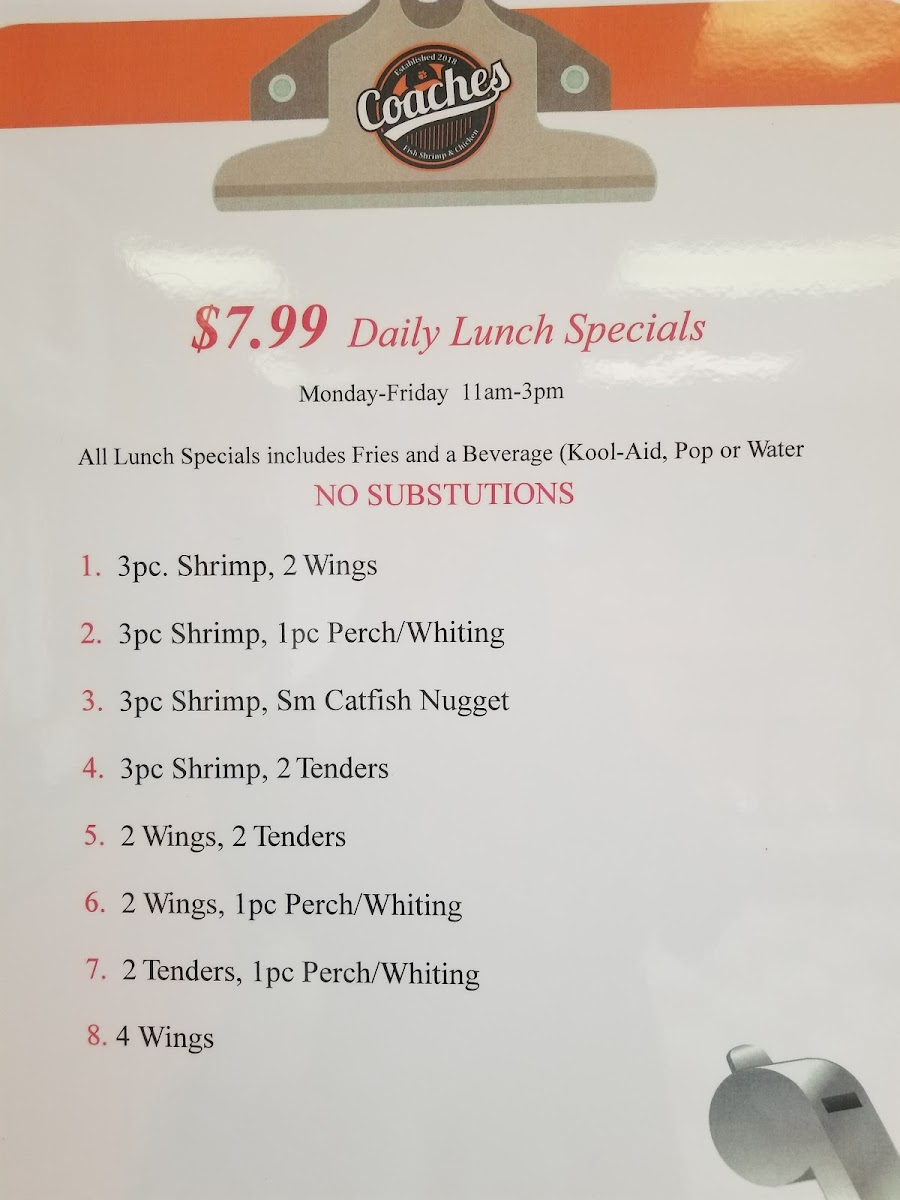 Menu Coach’S Chicken, Shrimp & Fish-6