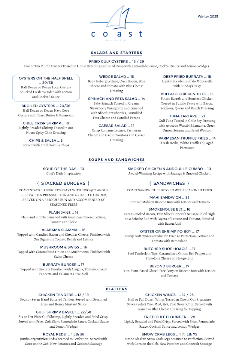 Menu Coast Restaurant At The Beach Club-2