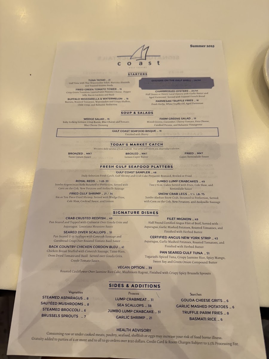 Menu Coast Restaurant At The Beach Club-3