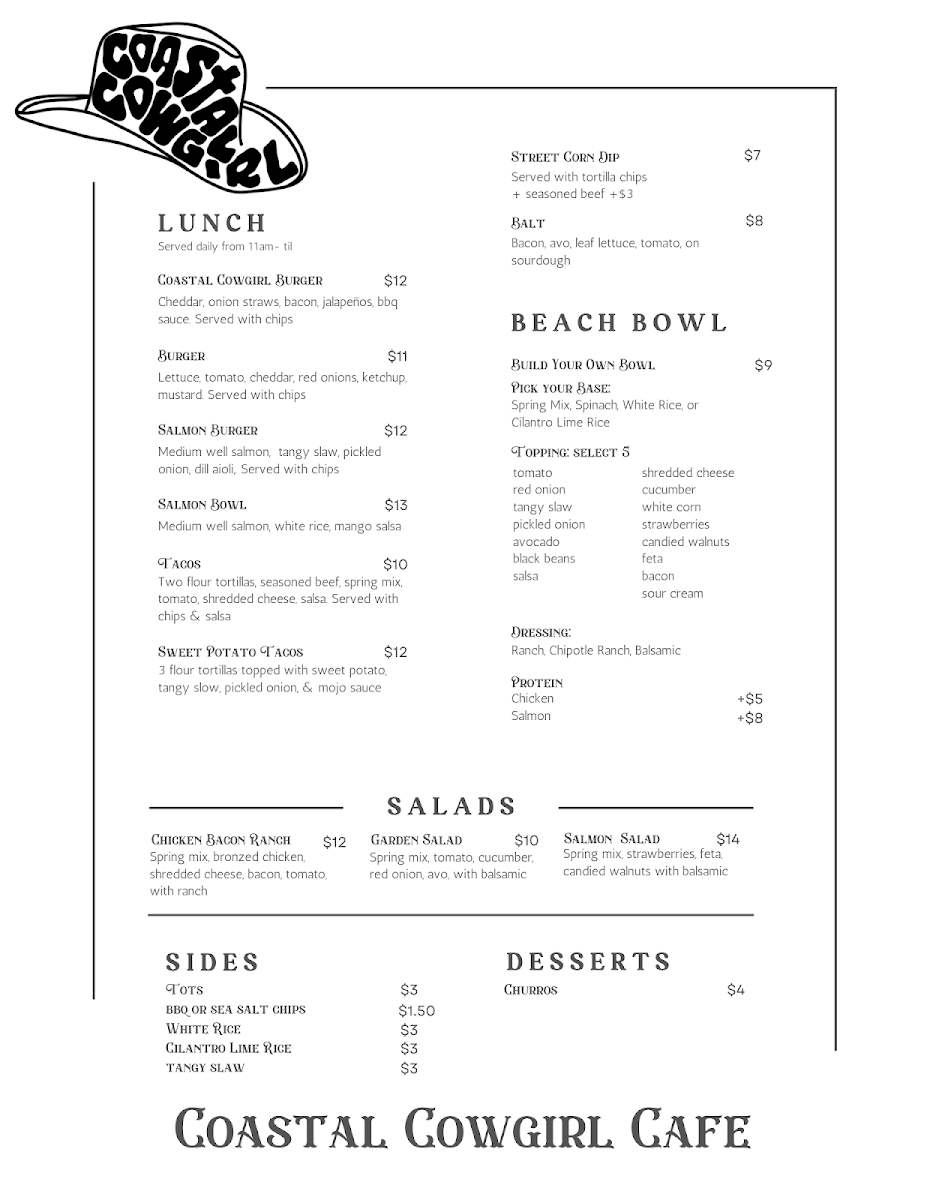 Coastal Cowgirl Cafe Menu-1