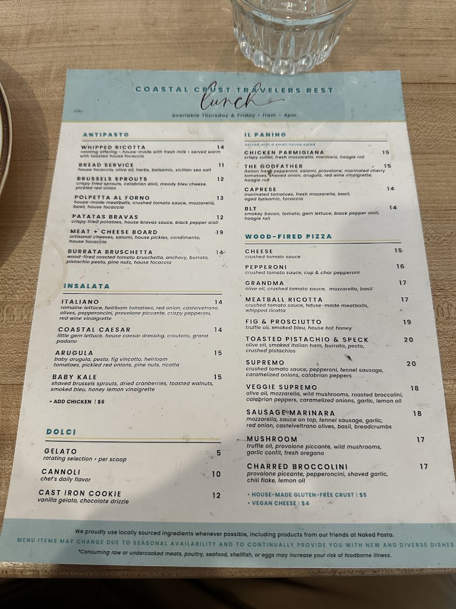 Menu Coastal Crust Travelers Rest-1