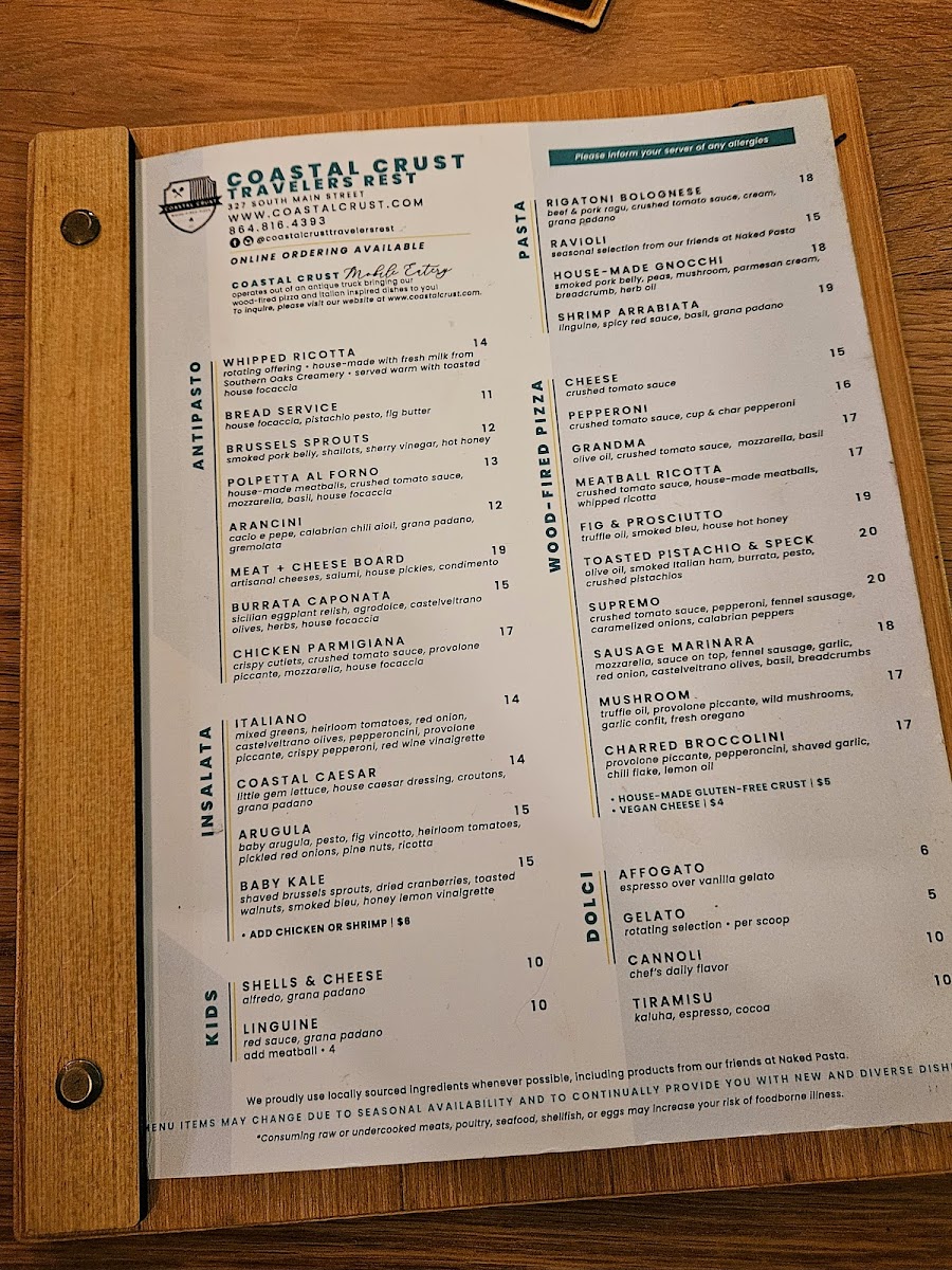 Menu Coastal Crust Travelers Rest-3