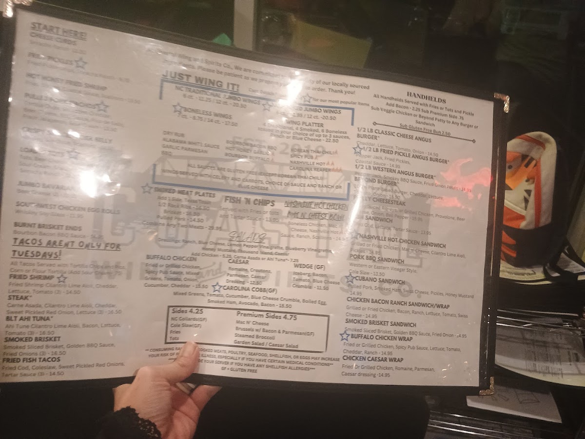 Menu Coastal Wing And Spirits Co. Sneads Ferry-5