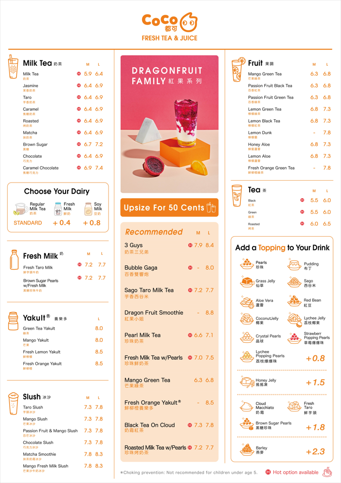 Menu Coco Fresh Tea & Juice Hobart-1