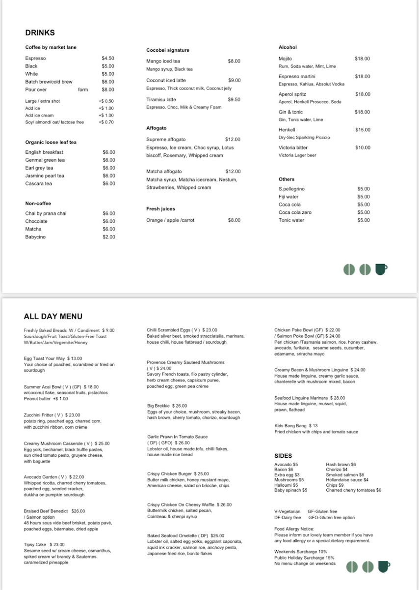 Menu Cocobei Docklands-1