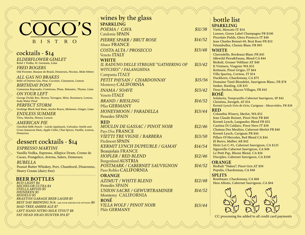 Menu Coco's Bistro-2