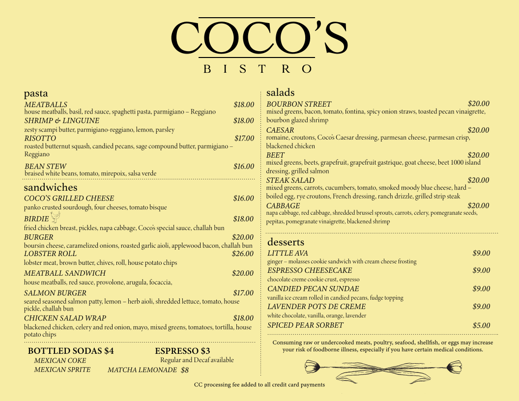 Menu Coco's Bistro-3