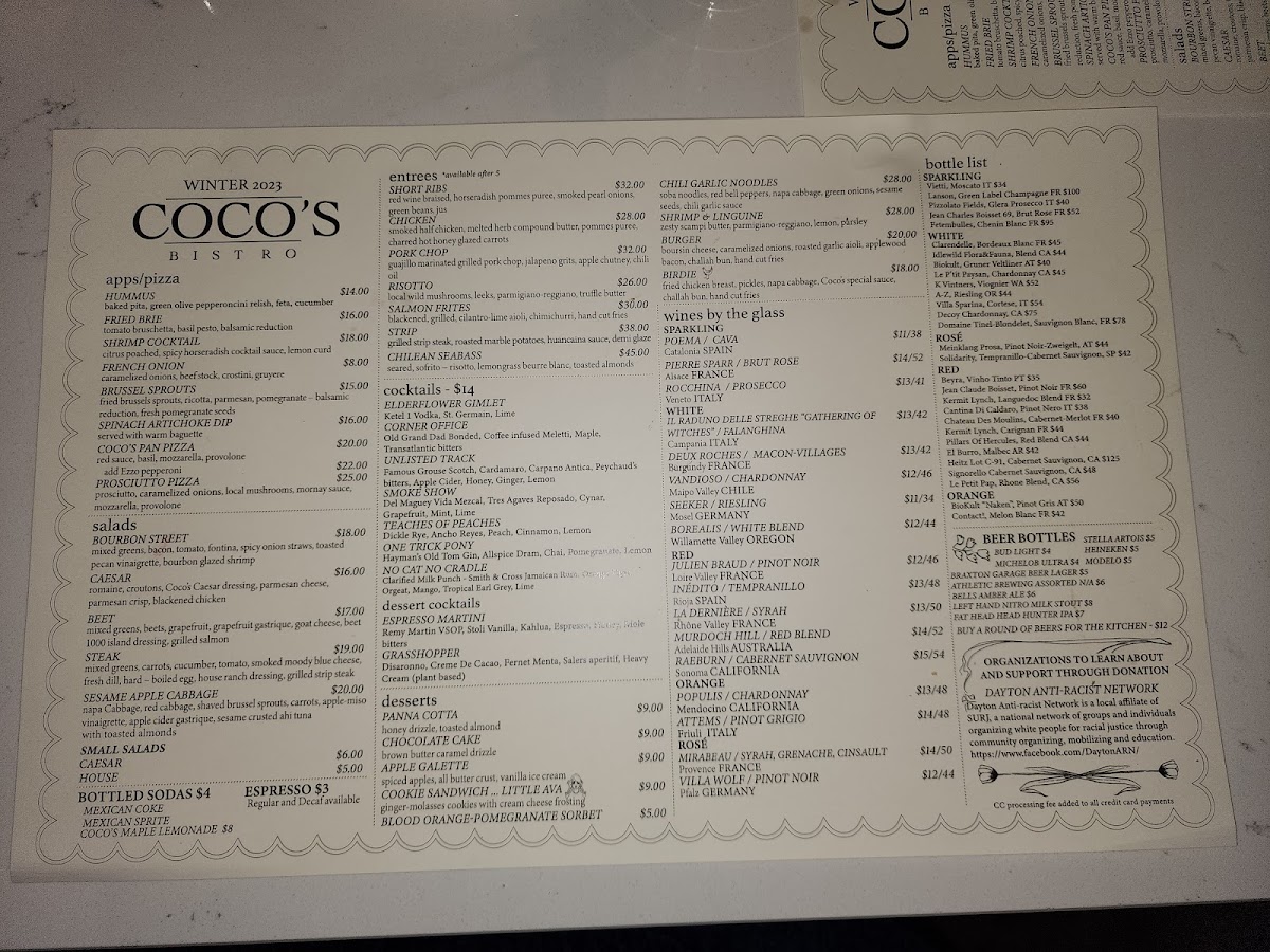 Menu Coco's Bistro-7