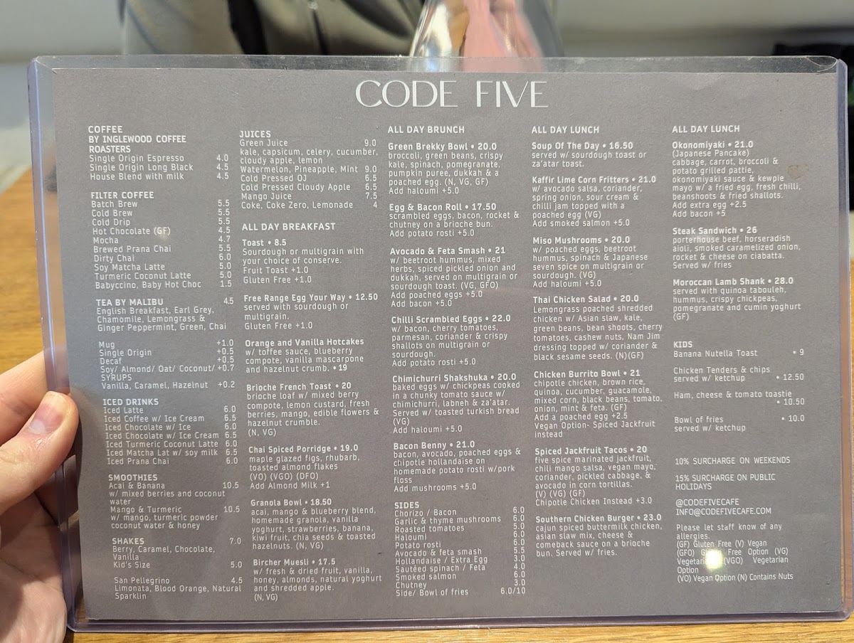 Menu Code Five-2