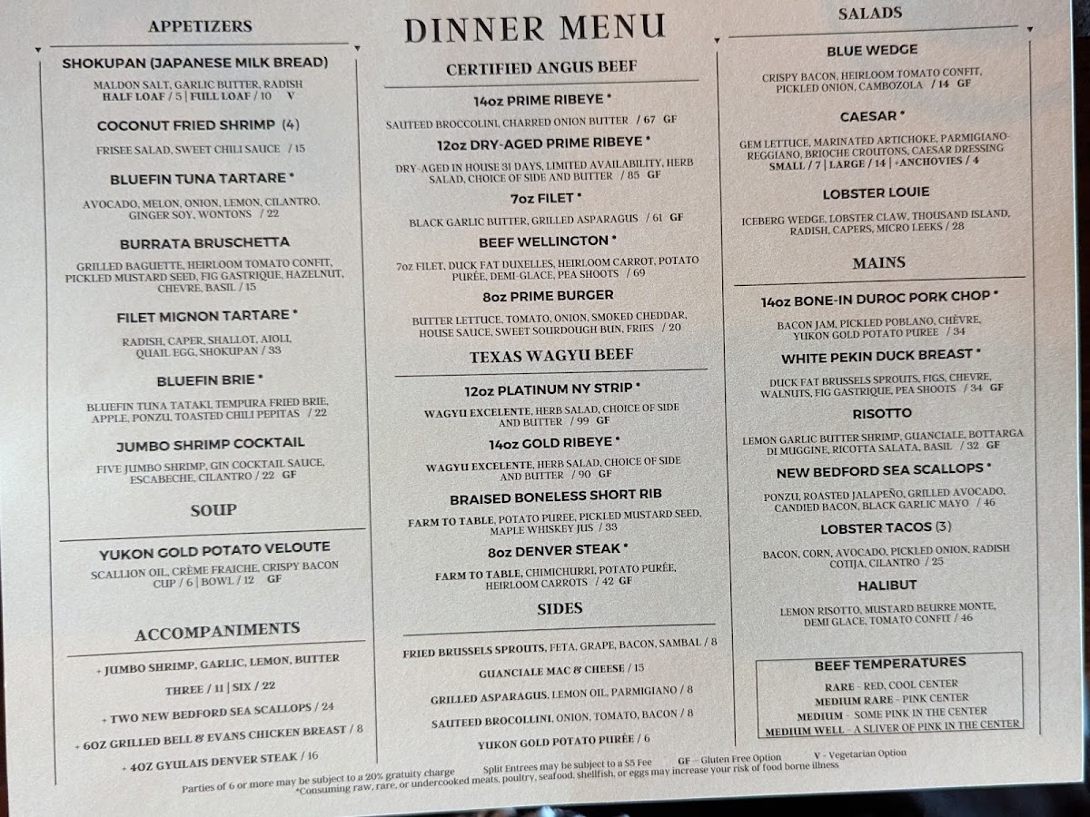 Menu Cody's Restaurant, Bar, & Patio Nb-1